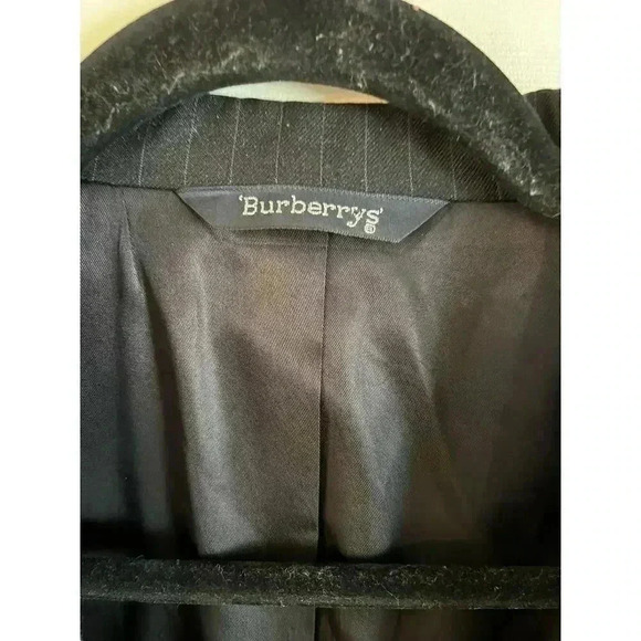 Vintage Burberry’s 100% Wool Blazer Men’s XXL Black Striped Buttons Pockets - Picture 5 of 7